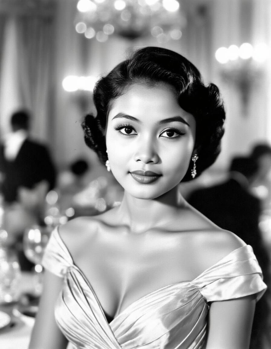 Elegant Indonesian Woman in 1940s Style Photo