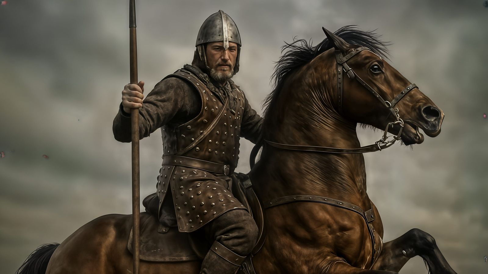 Norman Knight on Rearing Horse with Lance