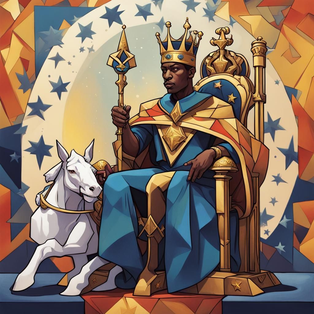 The Emperor Tarot Card in Cubist Style