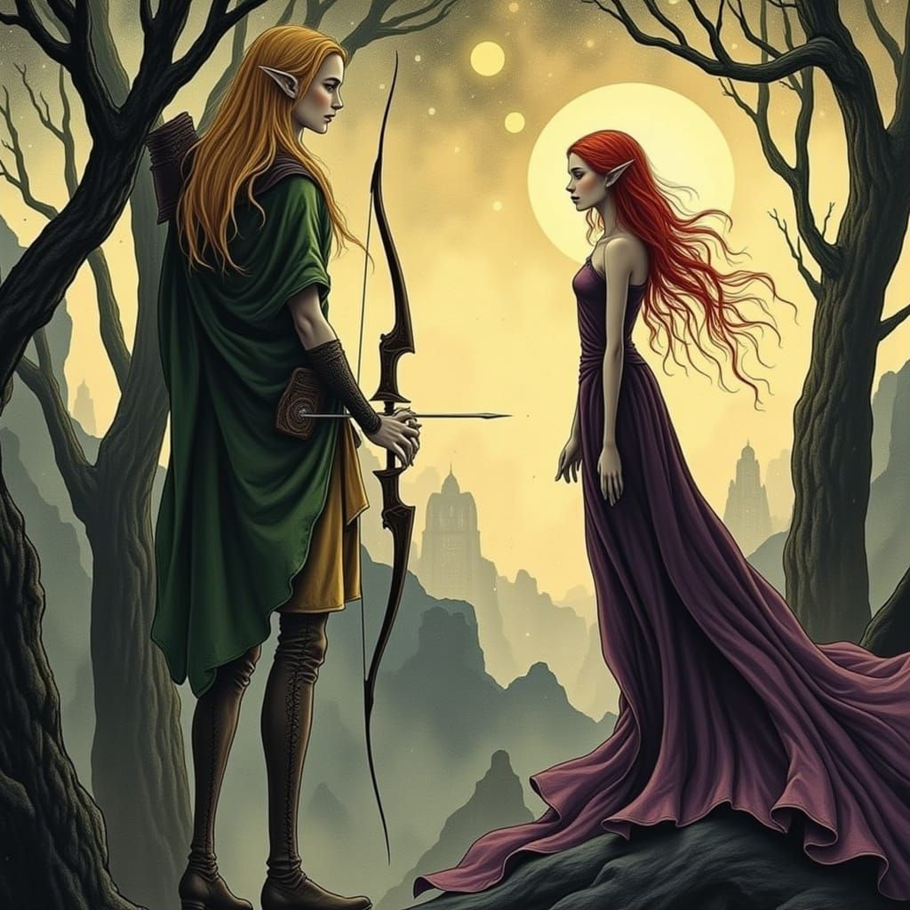 Male and Female Elves in Epic Fantasy Illustration