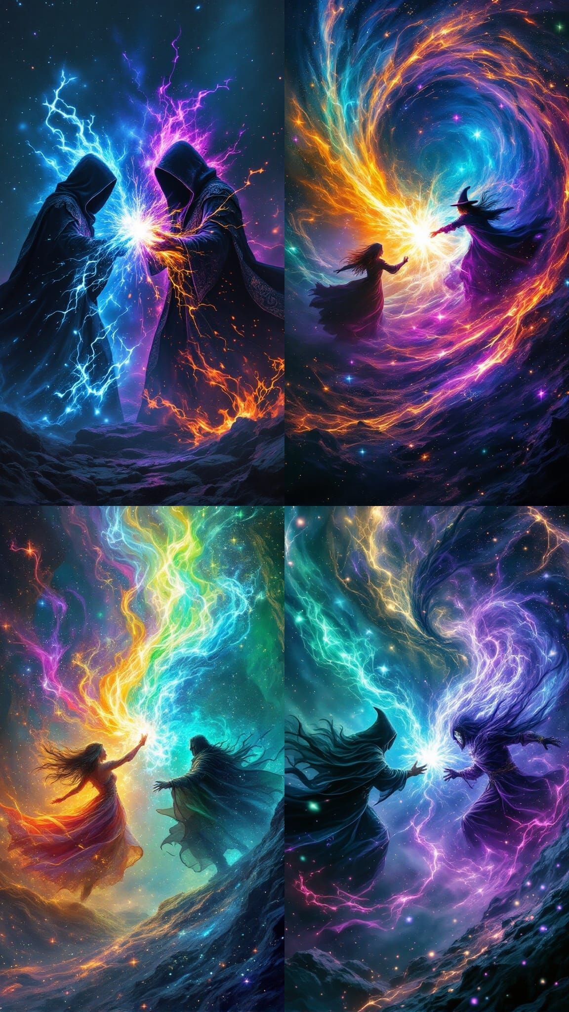 Ethereal Cosmic Duel in Triadic Colors