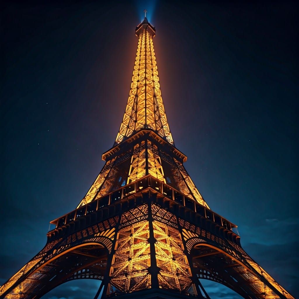 Eiffel Tower at Night: Fantasy Concept Art