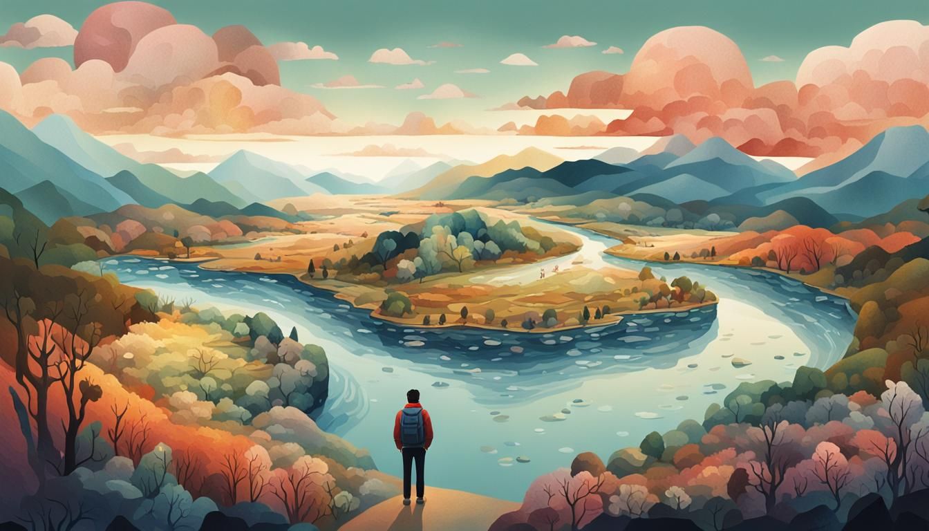 Surreal Landscape Portrait: Face of Miniature Worlds