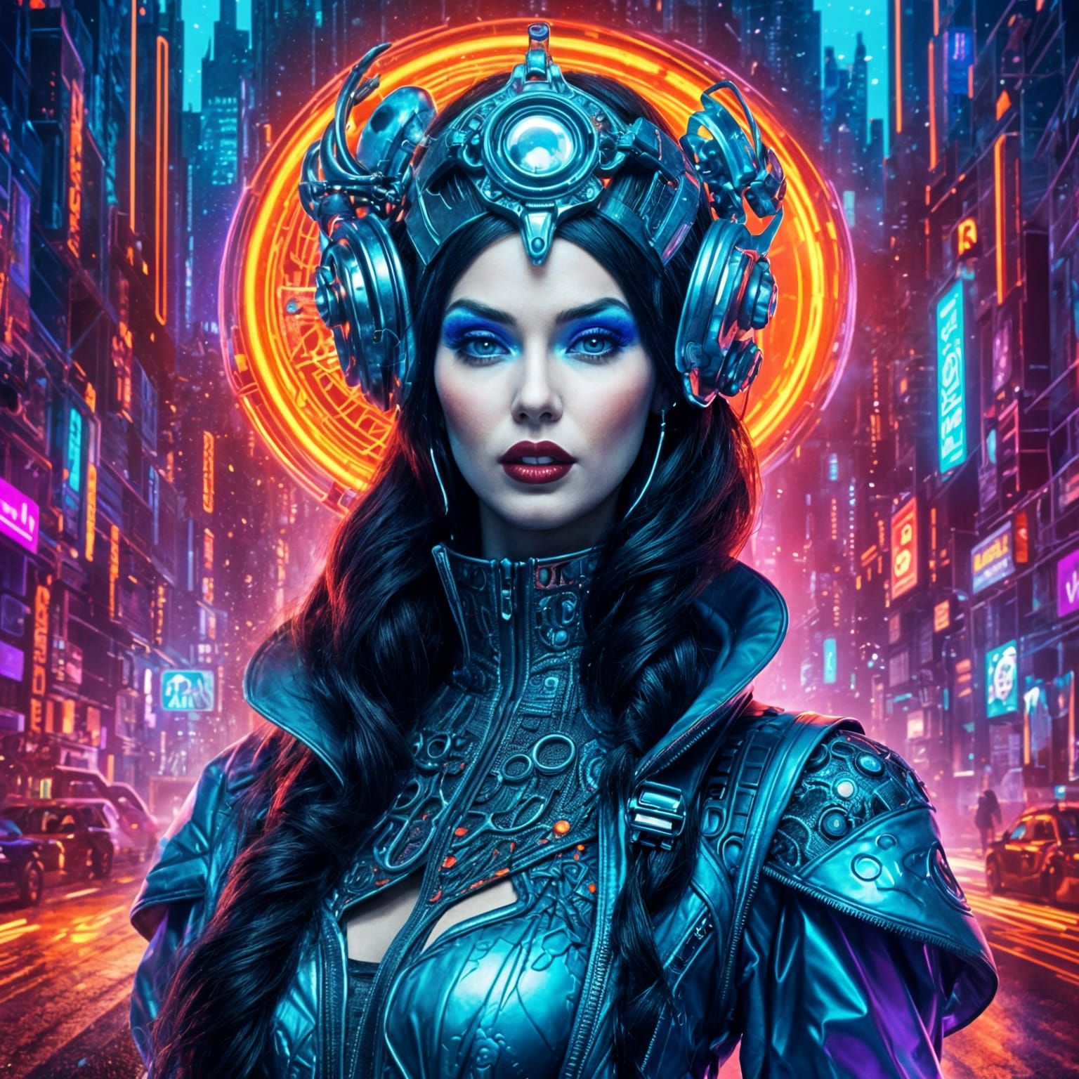 modern cyberpunk cybernetic goth Snow White