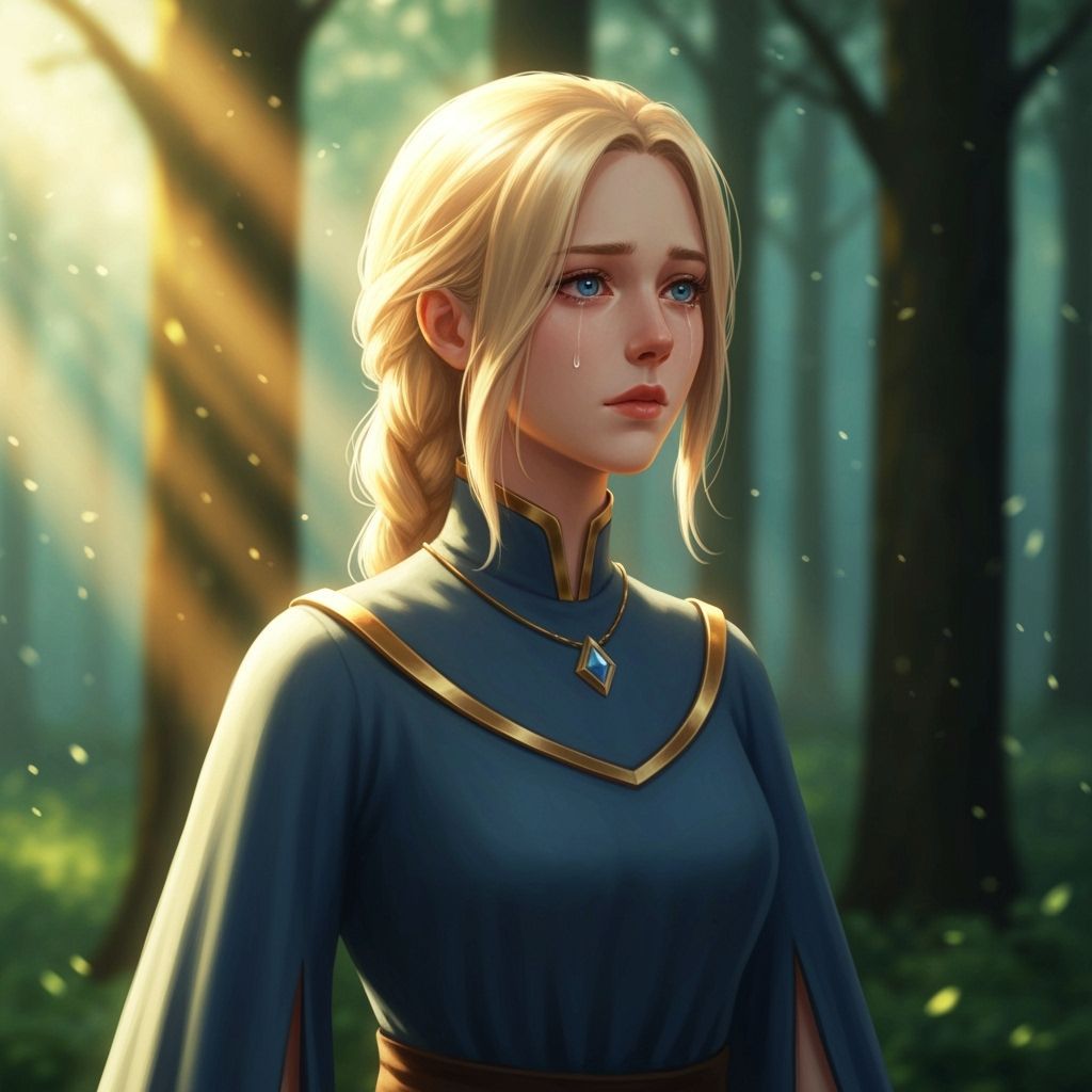 Anime Woman in Rain with Military Coat