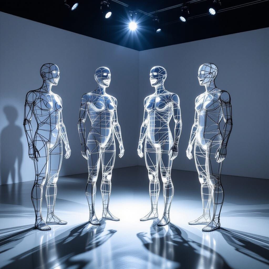 Emotional Wire Sculptures in Hyperrealistic 8K