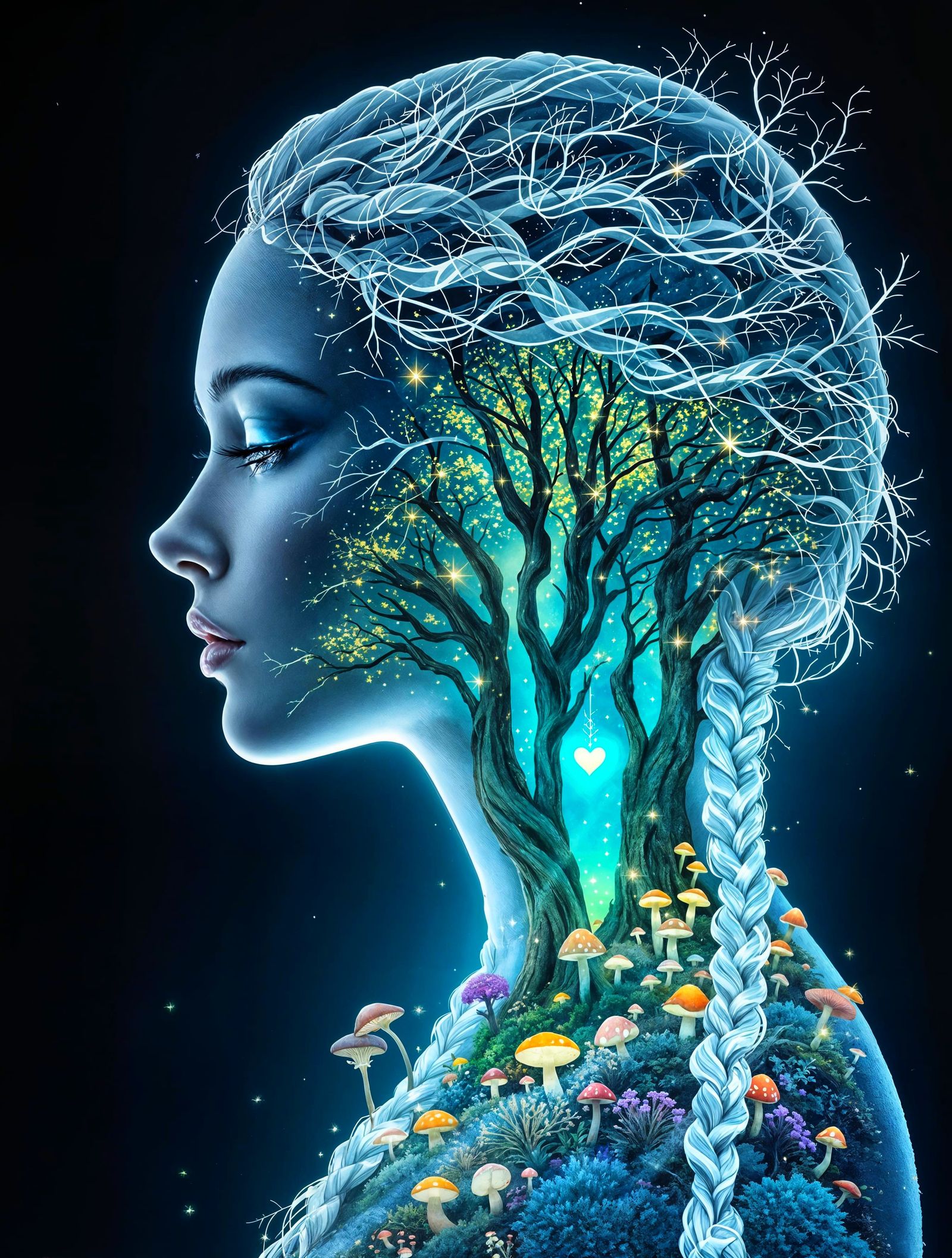 Ethereal Fairy Containing an Oak Forest Scene in Double-Expo...