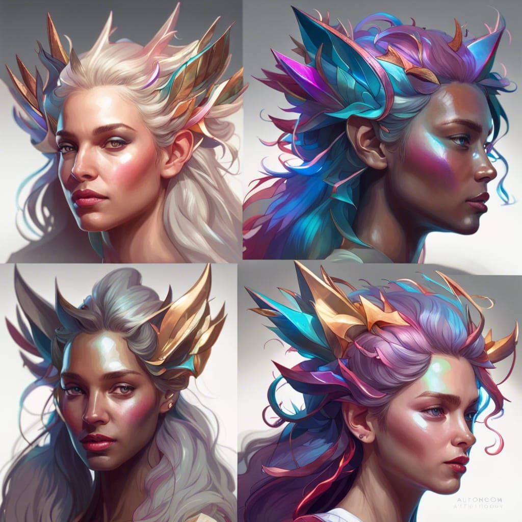Detailed Human Unicorn Hybrid Portrait
