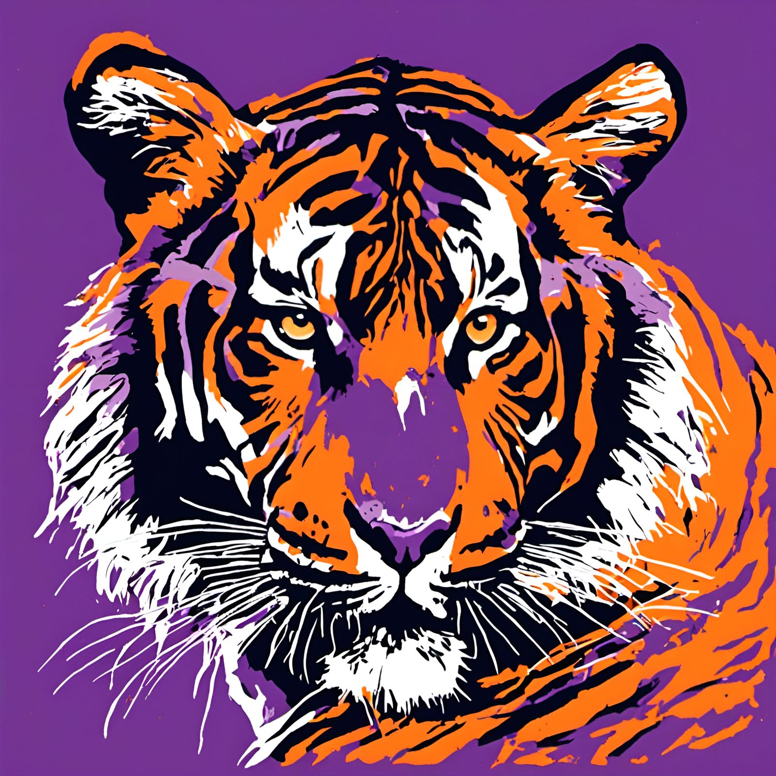 Purple and Orange Tiger Portrait