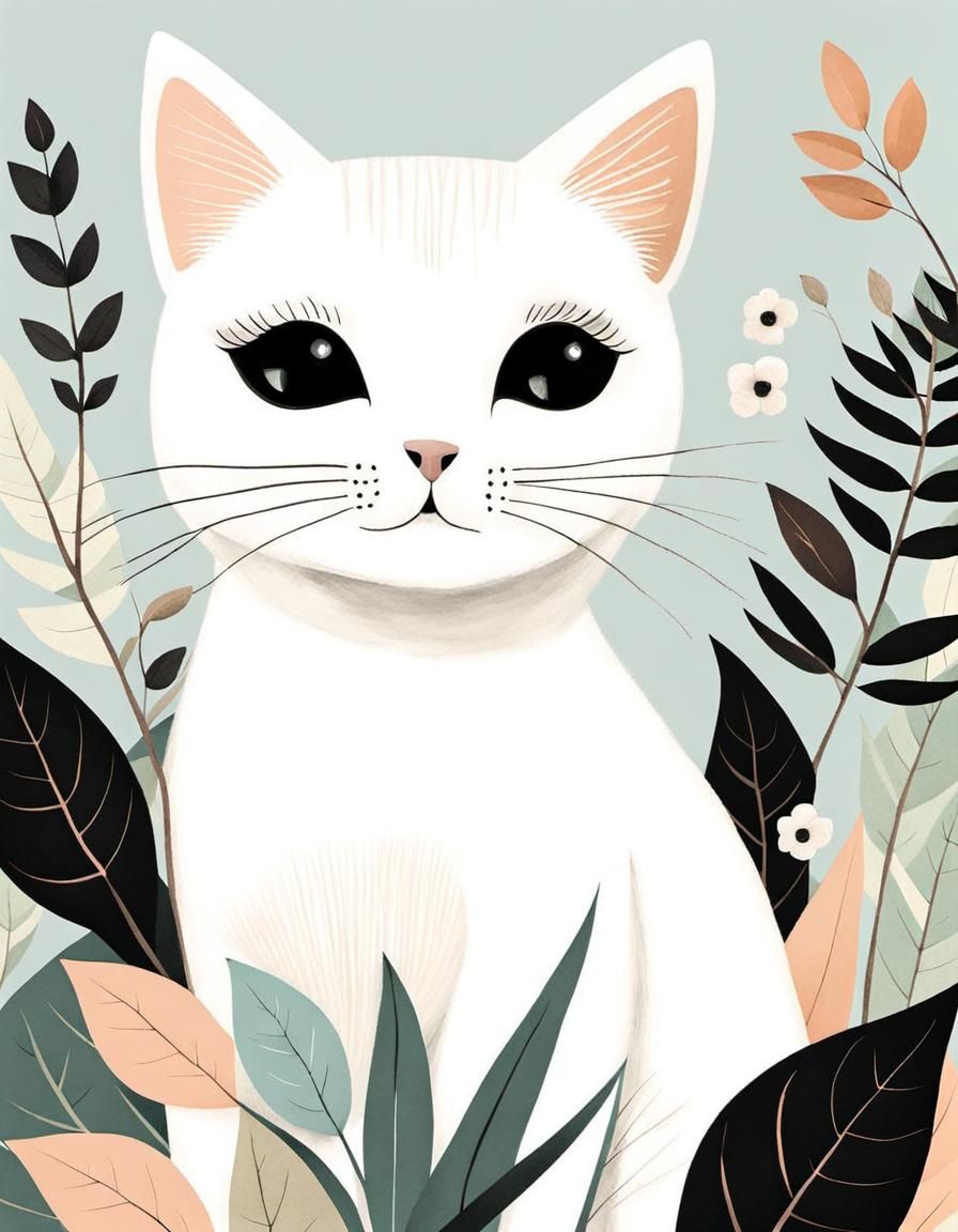 Cute Cat Clipart in Pop Surrealism Style