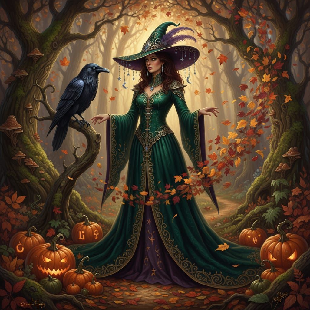 Enchanting Forest Witch in Fantasy Art Style