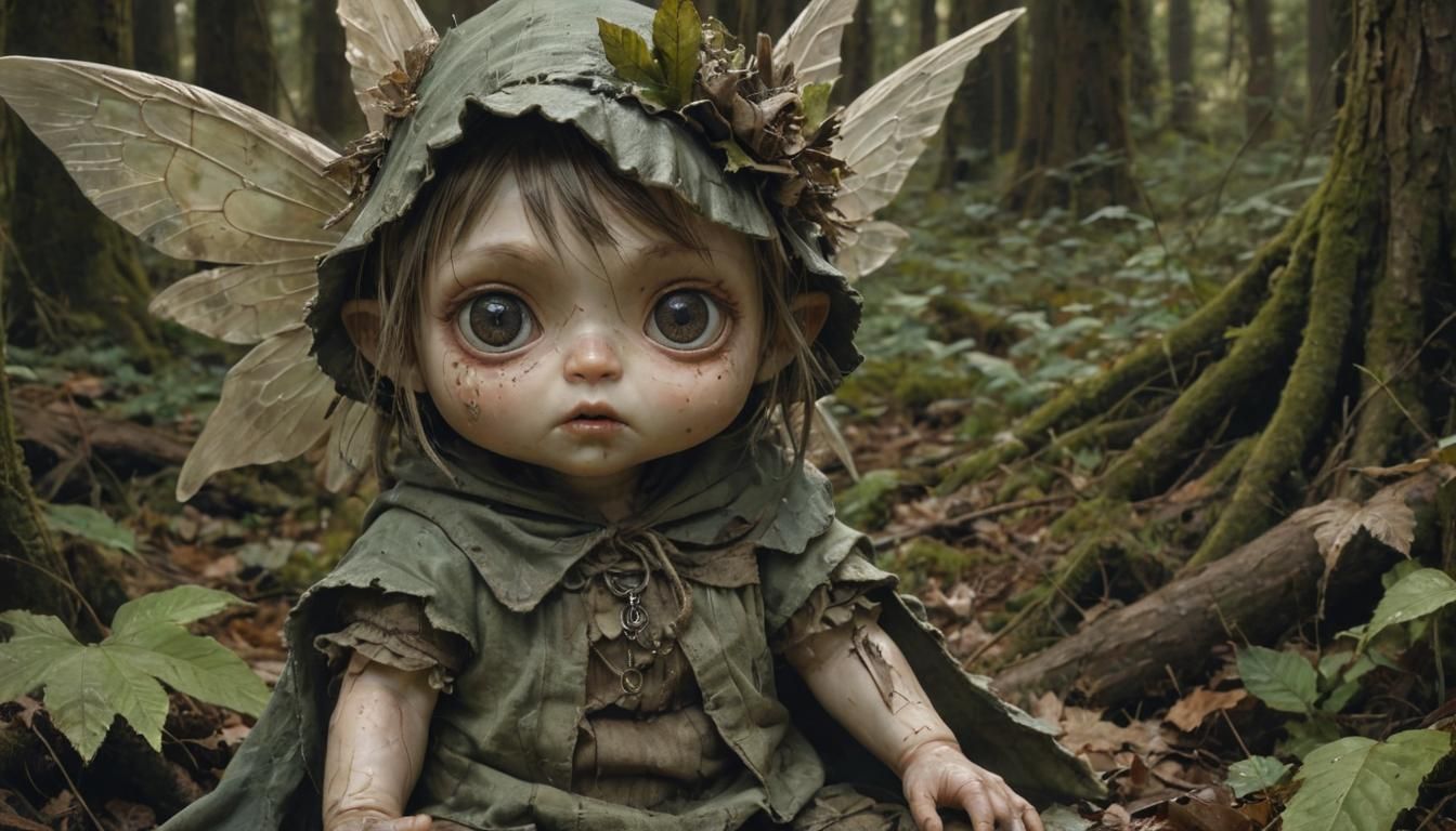 Eerie Forest Fairies in Chiaroscuro Oil Painting