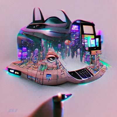 Cyberpunk Spaceship in Virtual 3D World