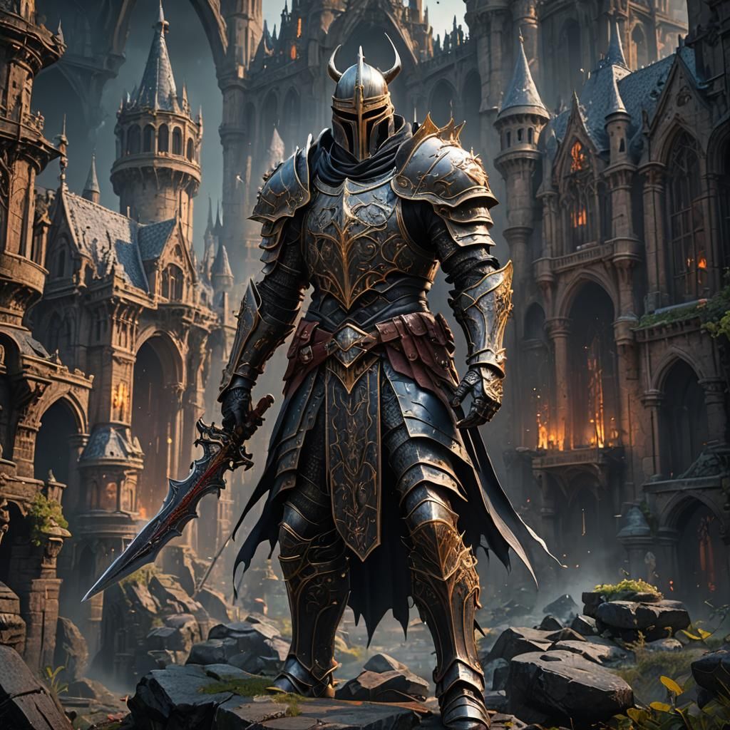 Detailed Dark Knight Fantasy Concept Art