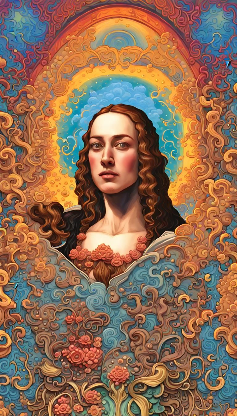 Helios and Gaea: Auroral Kisses in Surreal Style