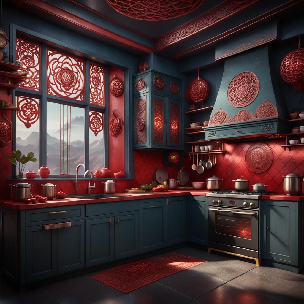 Red Lotus Kitchen: Detailed Fantasy Art