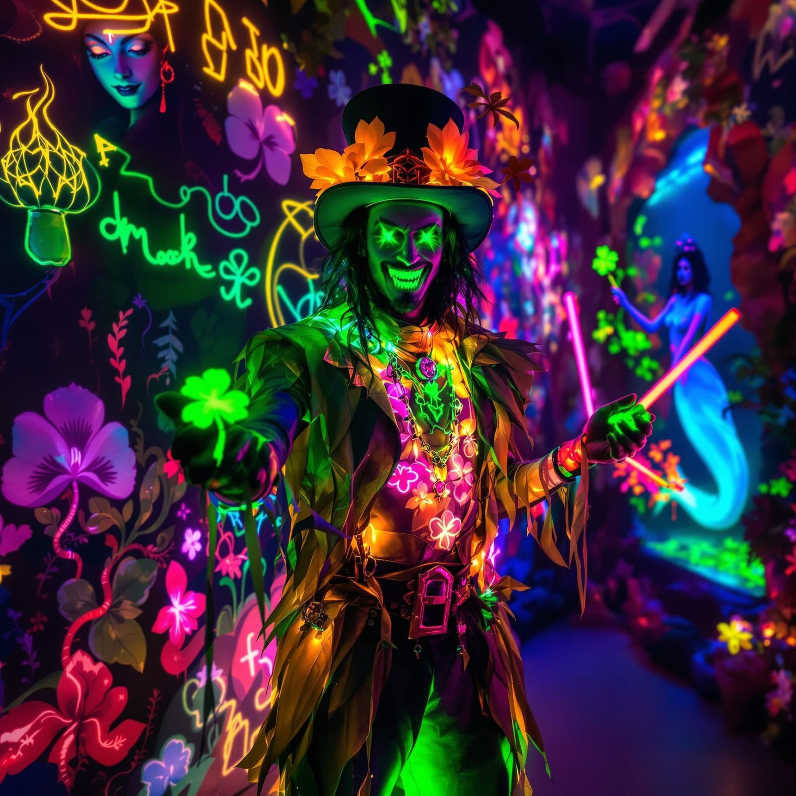 Vampire Leprechaun Rave in Cyberpunk Graffiti Aquarium
