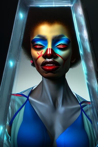 Hyperrealistic Vampire Queen in Glass Box