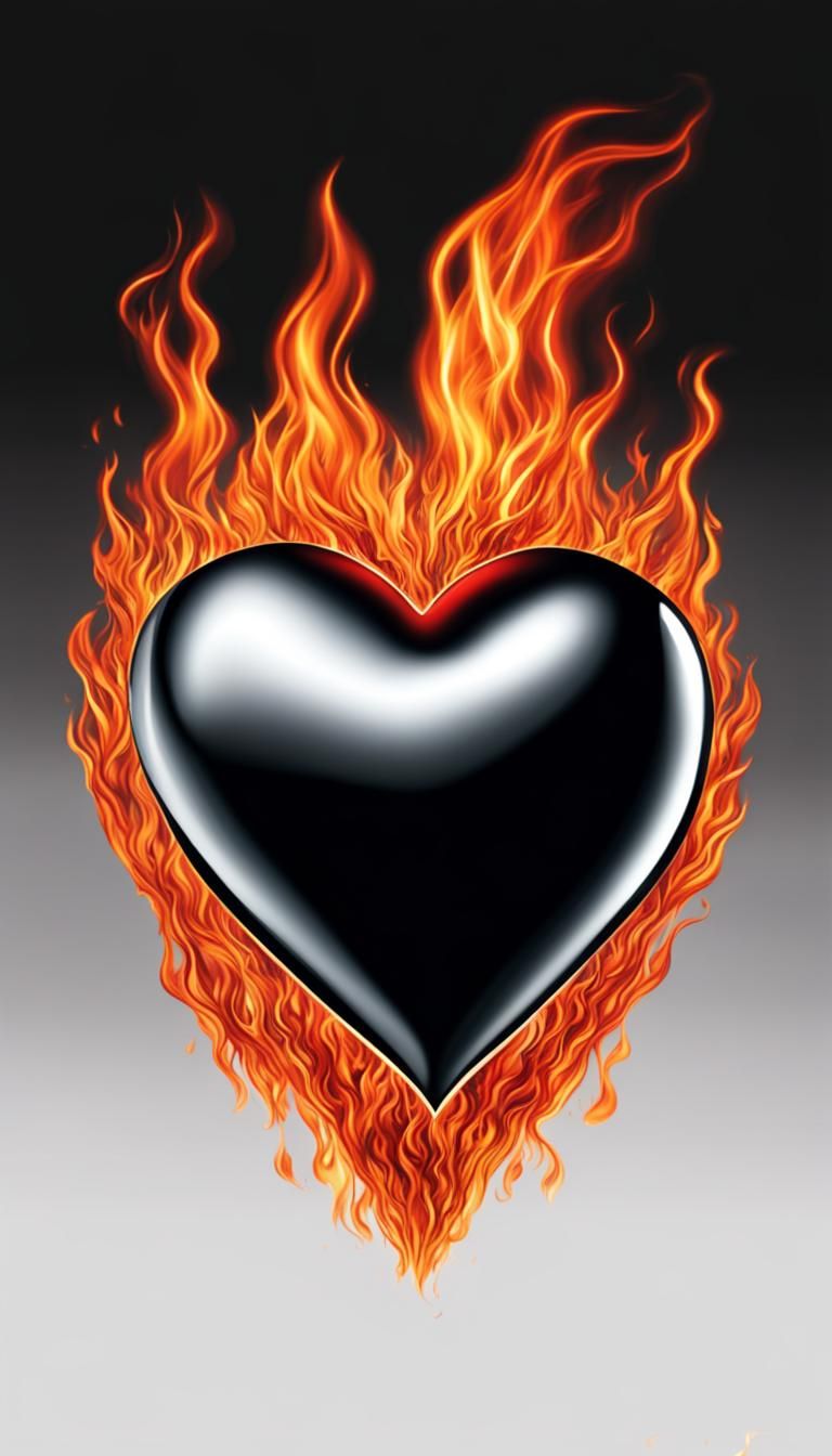 Fiery Heart Ablaze in Realistic Detail