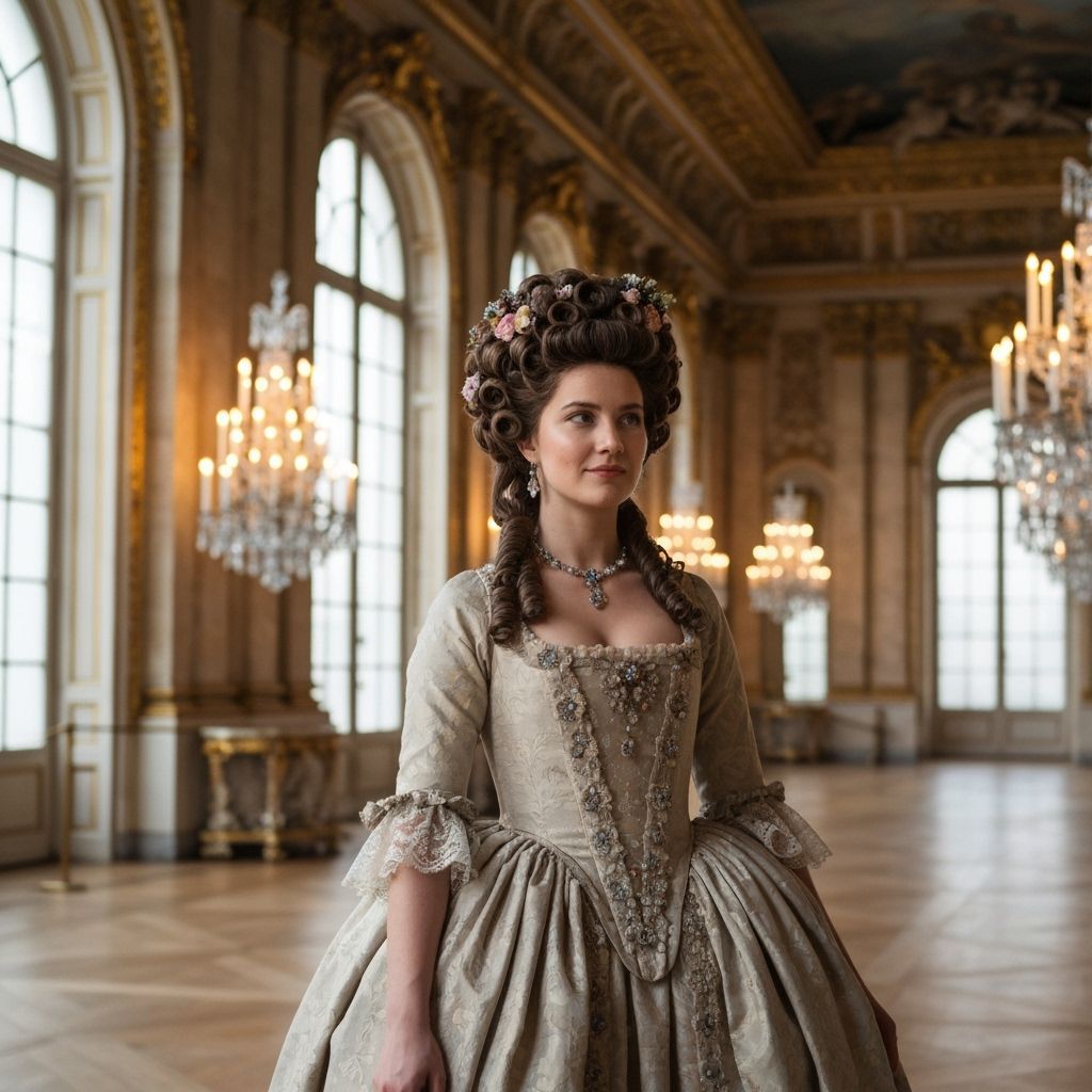 Woman in Rococo Gown at La Galerie des Glaces