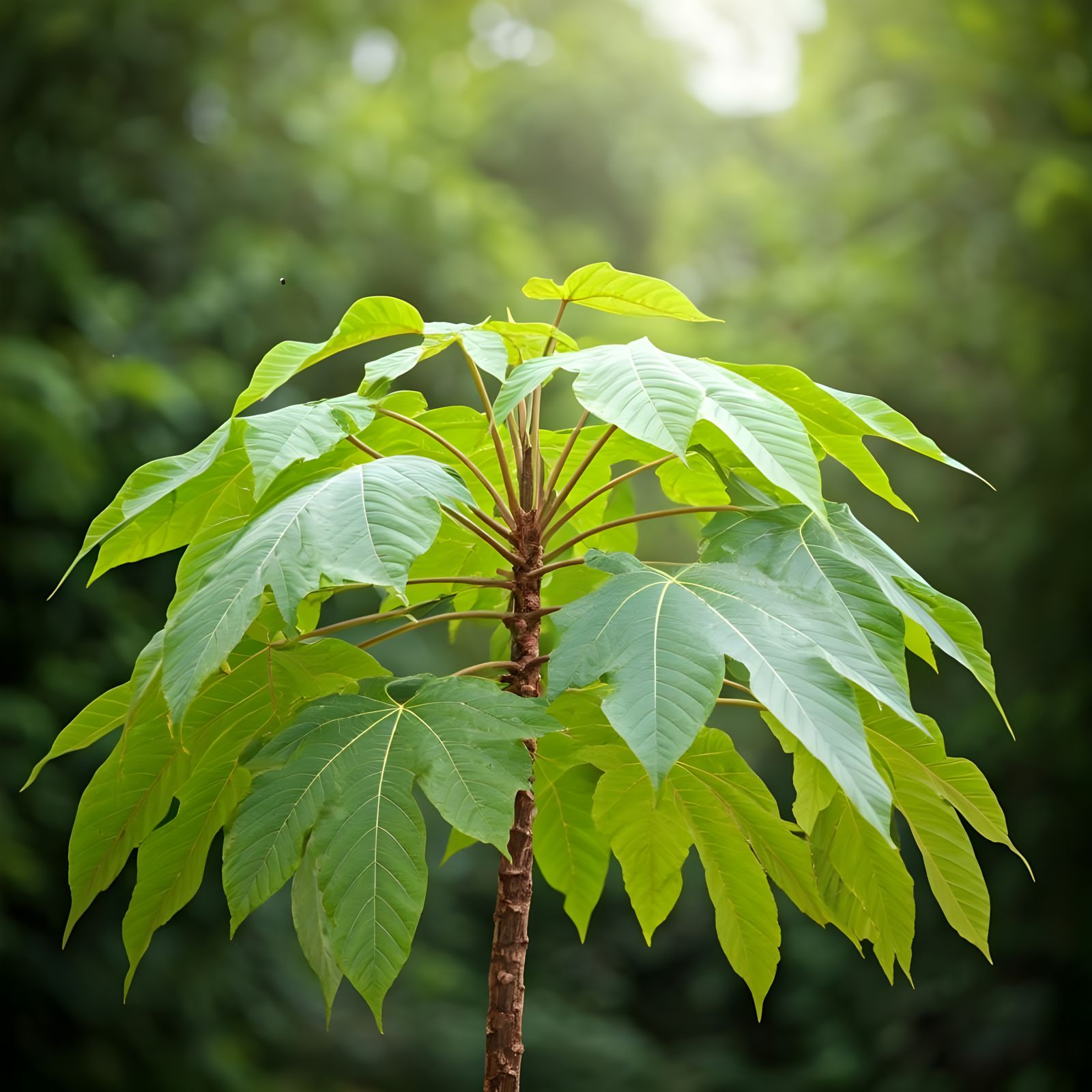 Young Big Leaf Sprawl Tree in Medium Shot