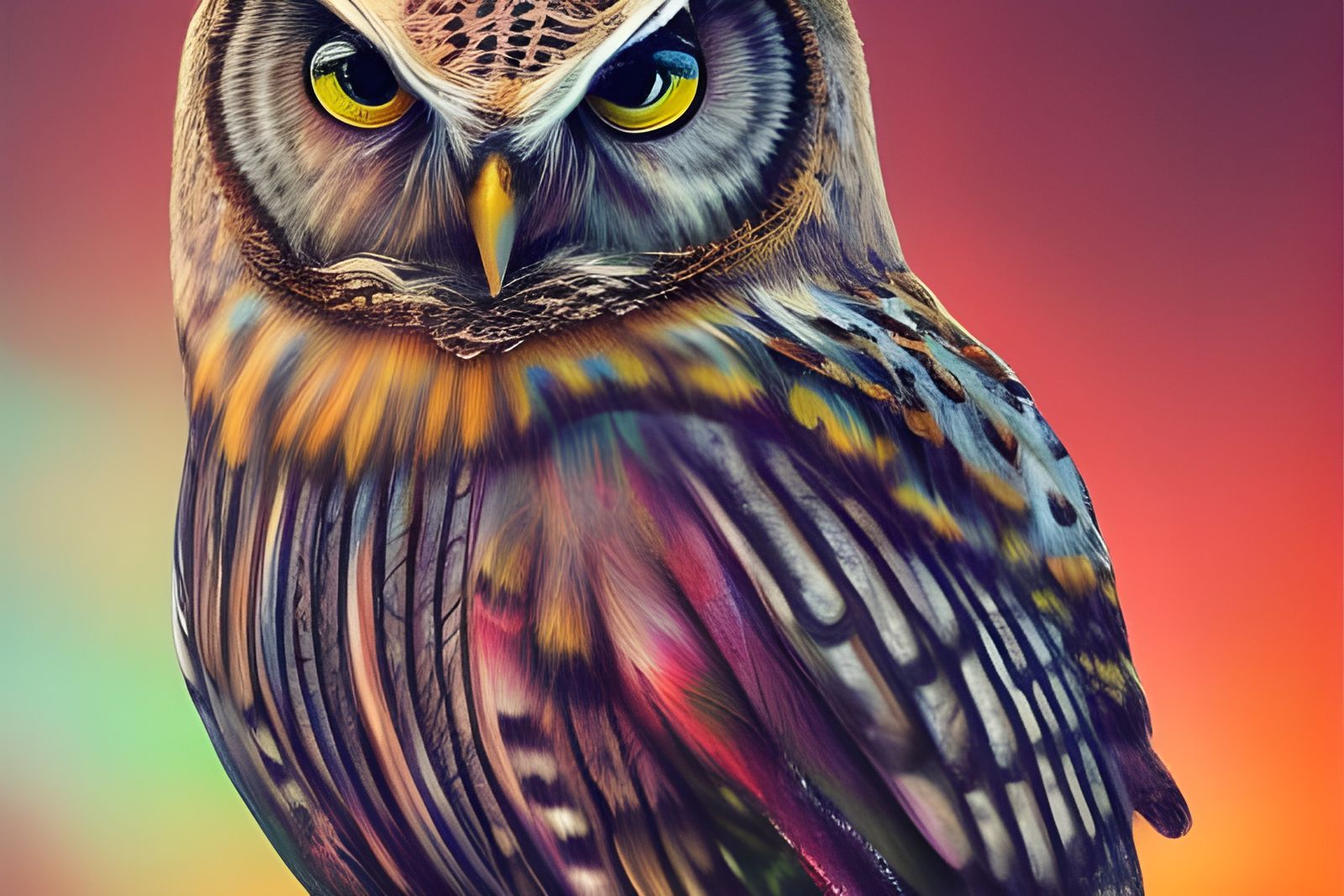 Owl with Water Reflection in Detailed Matte Painting