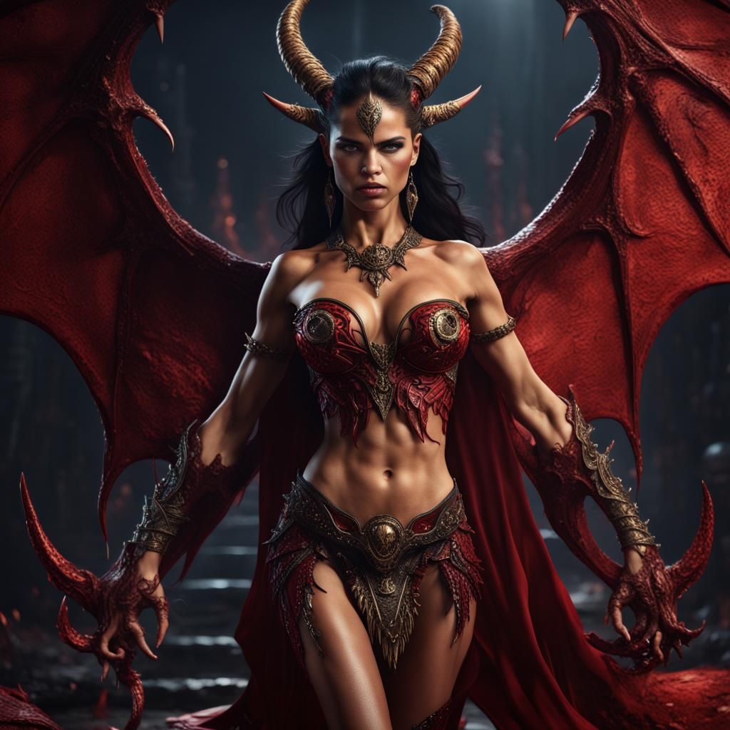 Demoness Adriana Lima: Detailed Fantasy Portrait