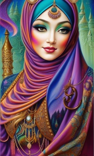Hijabi Princess Portrait in Surreal Digital Art Style
