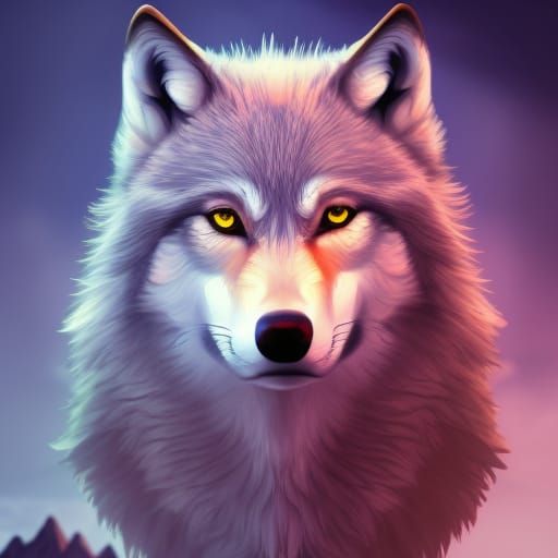 Majestic Blue-Eyed Wolf in Hyperrealistic Detail