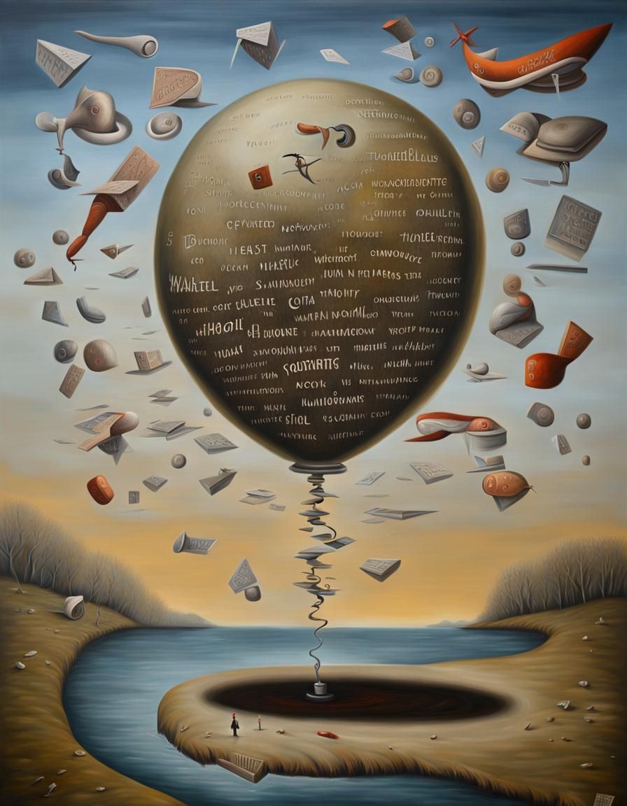 Surreal Words in Motion: Oil Painting