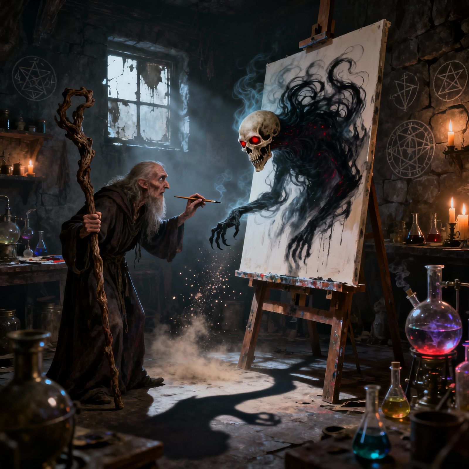 Grimdark Wizard Paints Monster to Life in Workshop