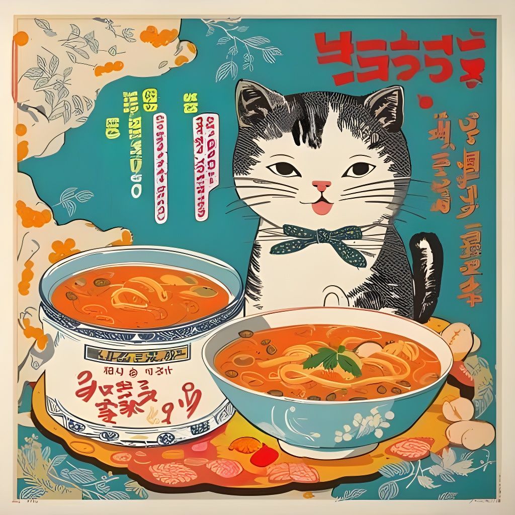 Vintage Ad: Cute Cat Enjoys Korean Soup
