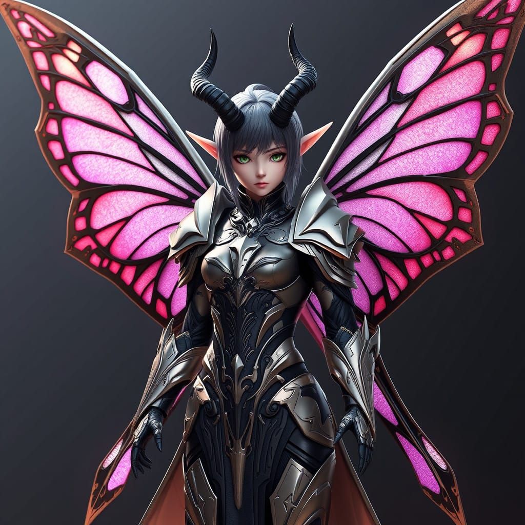 Ethereal Elf Warrior in Cyberpunk Armor