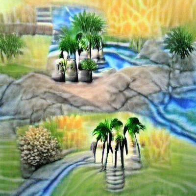Palm tree oasis landscape 3DEXCITE 3Delight