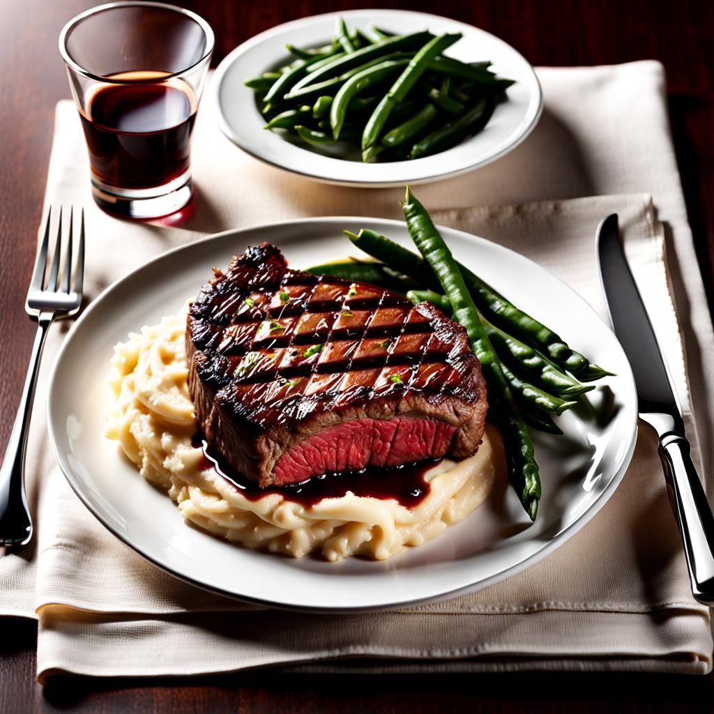 Hyper-Realistic 3D Steak with Mashed Potatoes