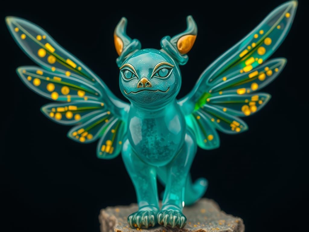 Crystalline Flying Creature with Gold Veins