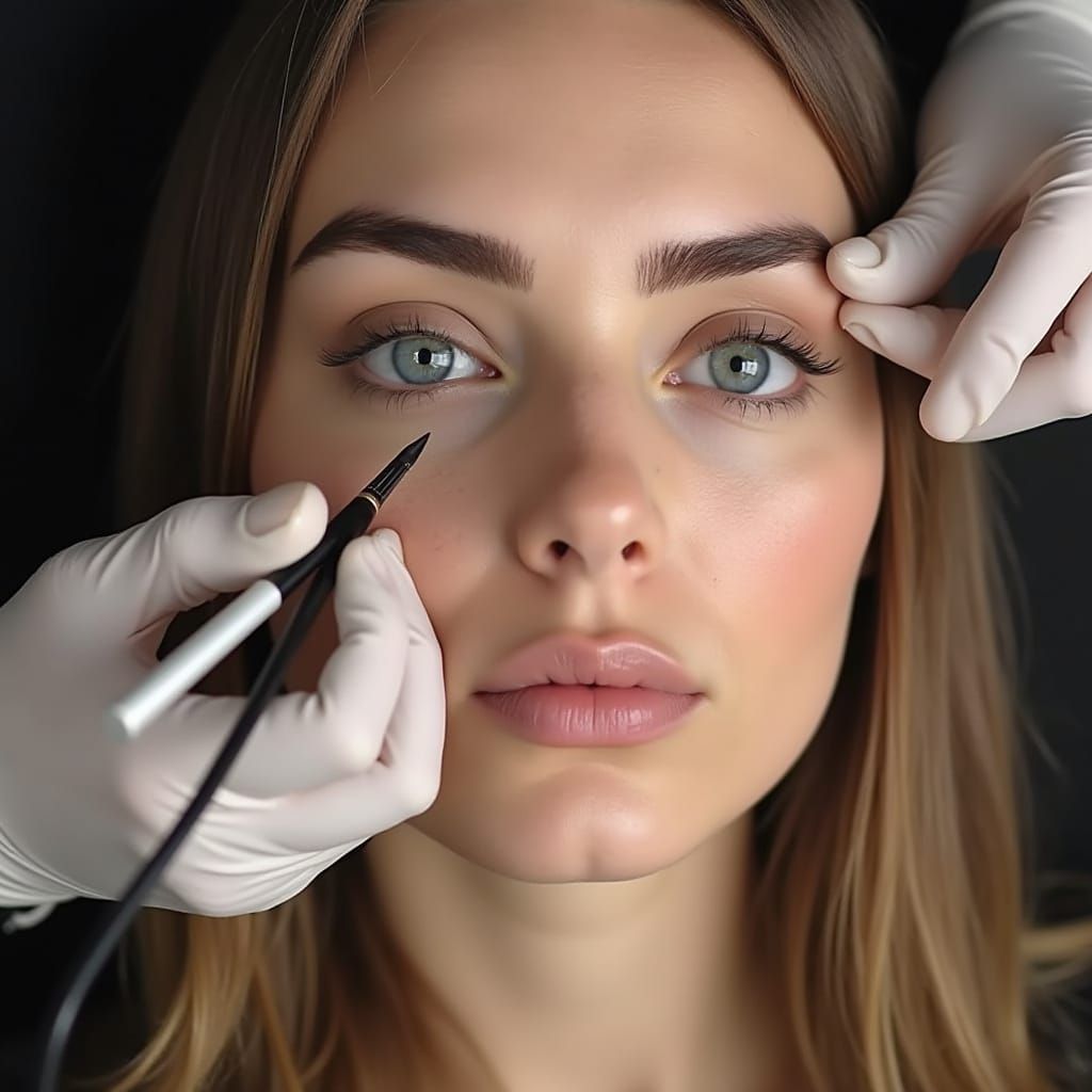 Microblading Procedure: Delicate Eyebrows in Digital Art Sty...