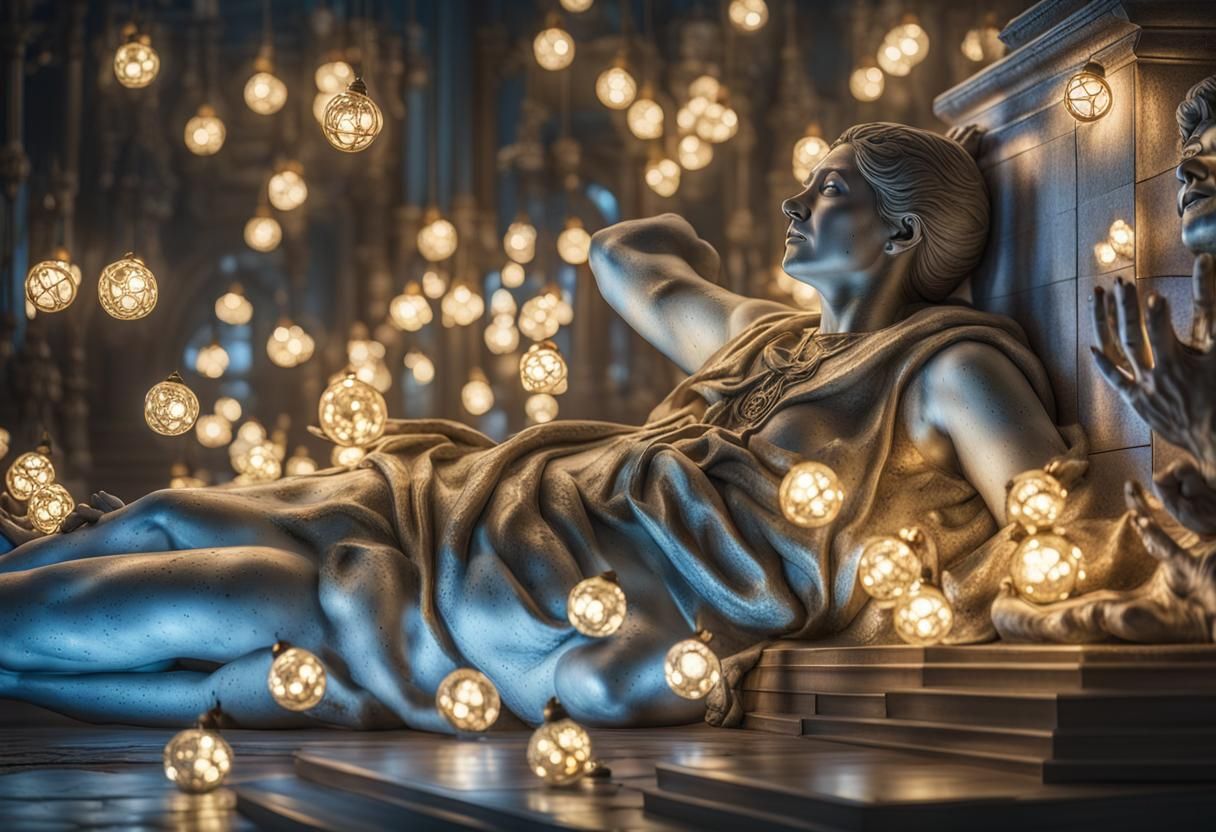 Hyperrealistic Statue Bathed in Soft Lighting
