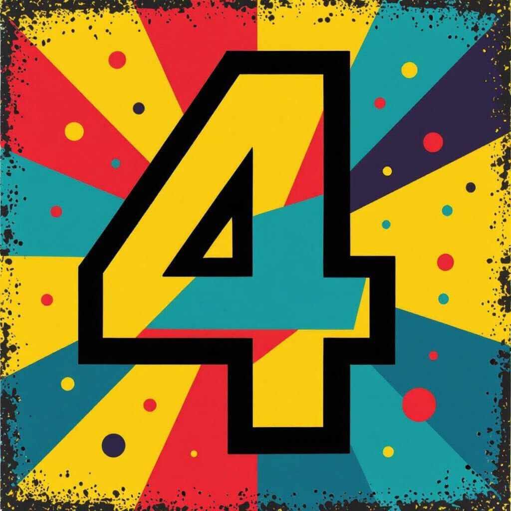 Bold Graphic of Number 4 in The Specials 2 Tone Style