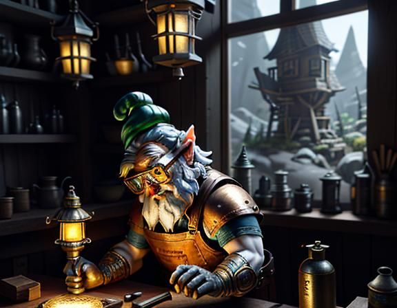 Gnome Repairs Automaton: 3D Game Cinematic Graphics