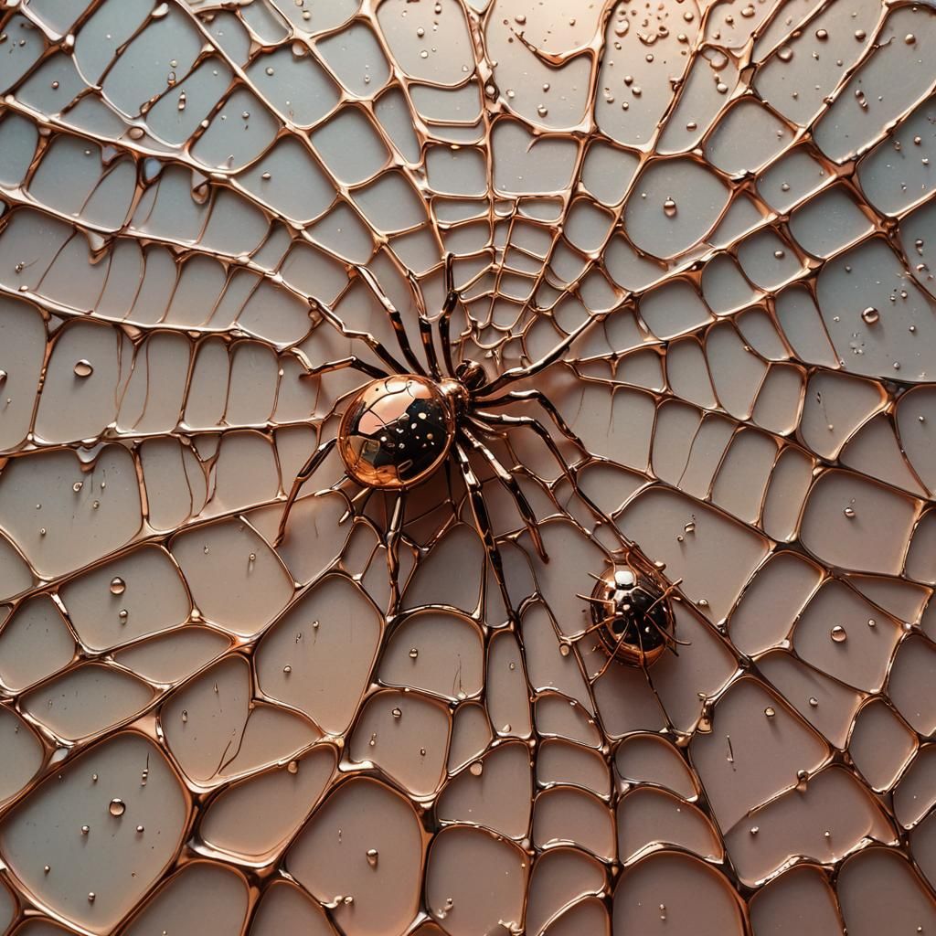 Hyperrealistic Copper Spiderweb Splash Art