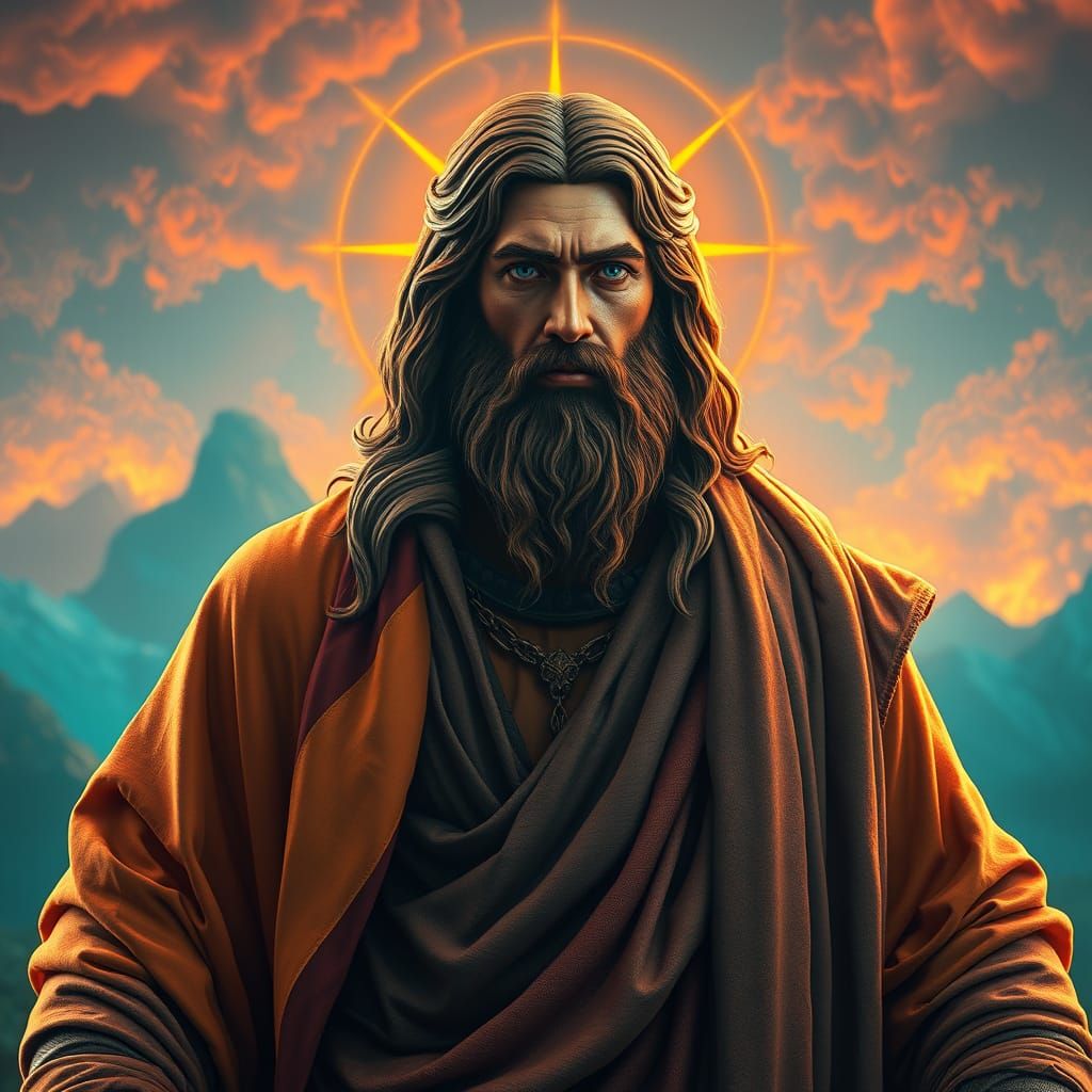 Majestic Biblical Figure in Hyper-Realistic 8K Landscape