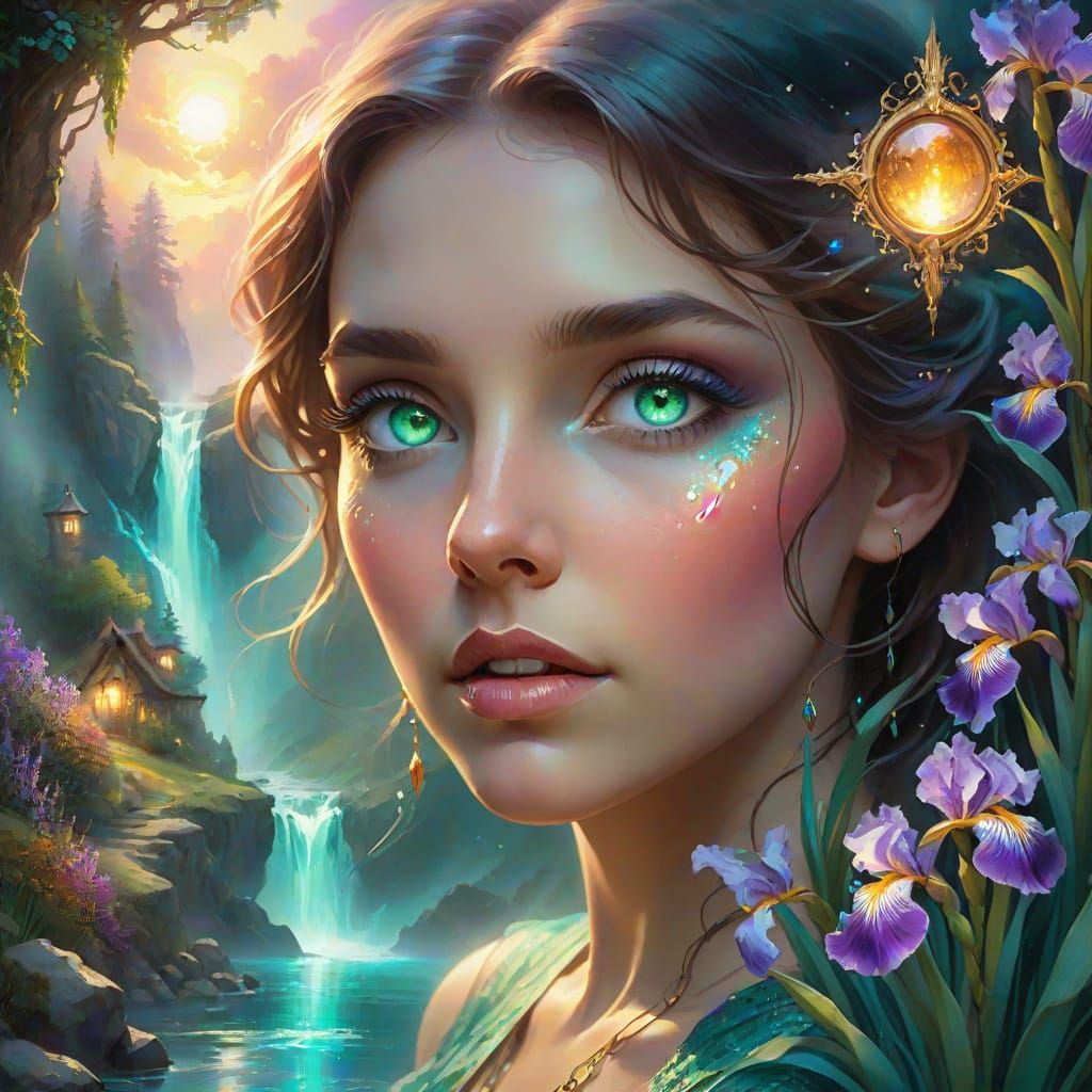 Luminous Emerald Eyes Reflecting Ancient Forest Realms