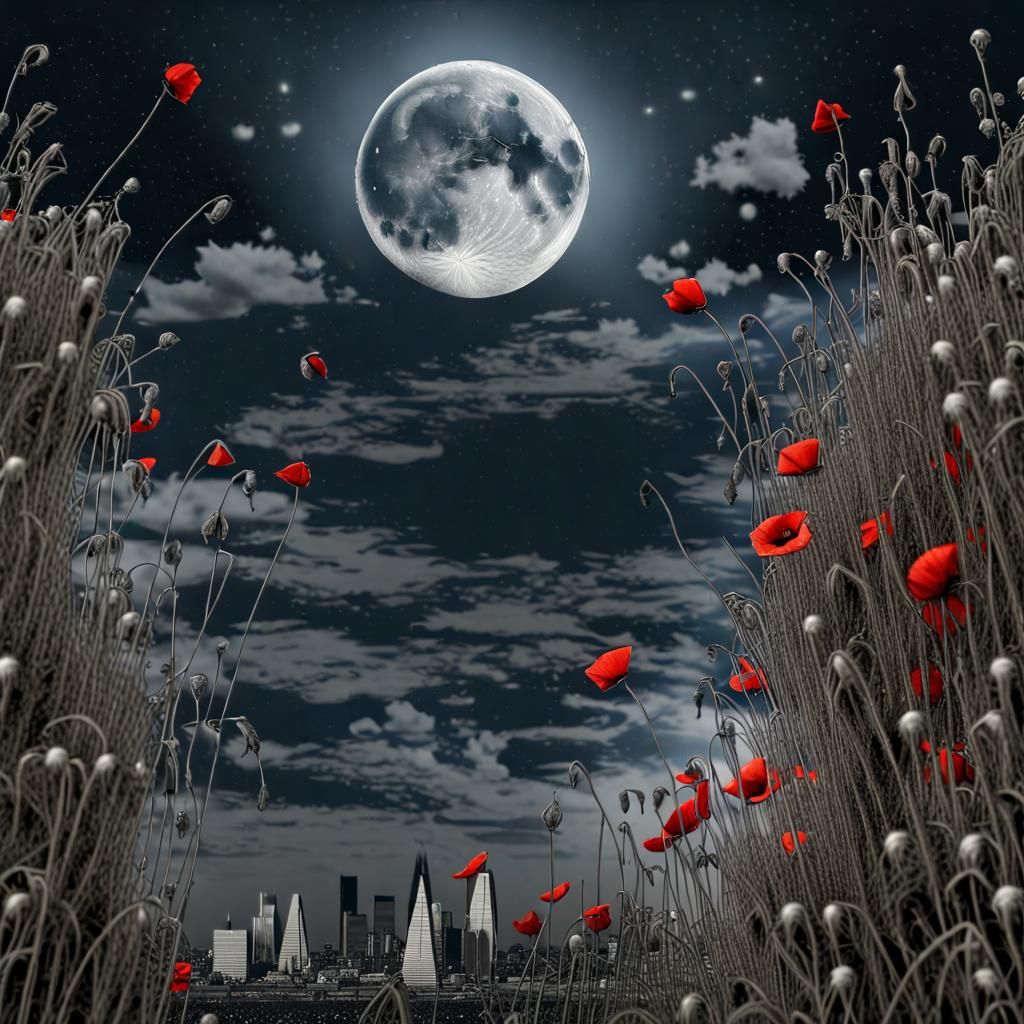 Poppies Frame London in Selective Color Sketch