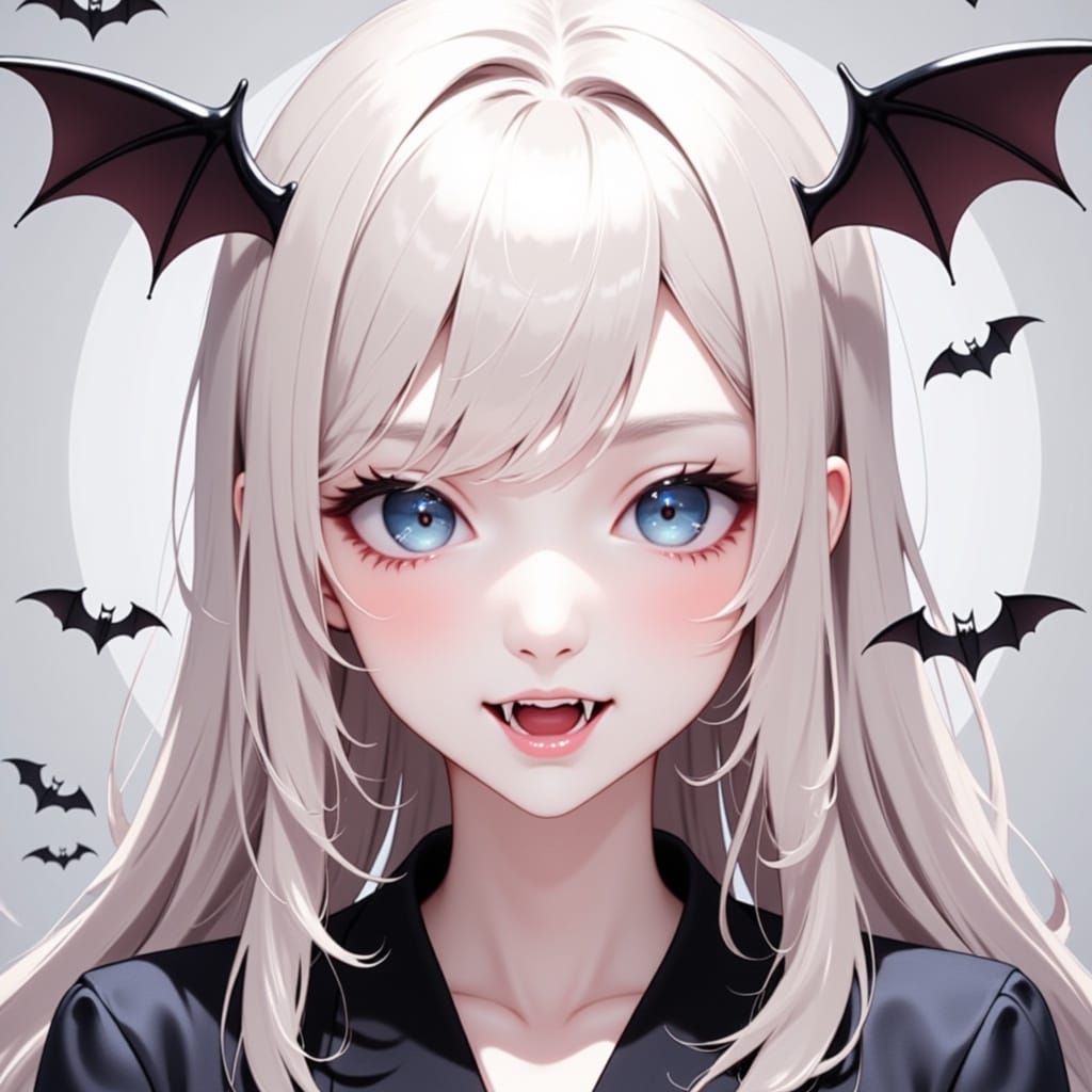 Ethereal Vampire Maiden in Whimsical Anime Flux