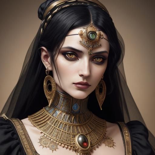 Steampunk Pharaoh: Clockwork Bride Portrait in Cinematic Sty...