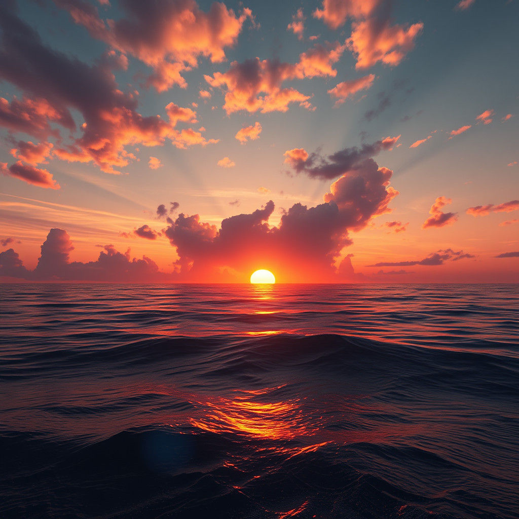 Beautiful Sunset Over the Sea: Digital Art