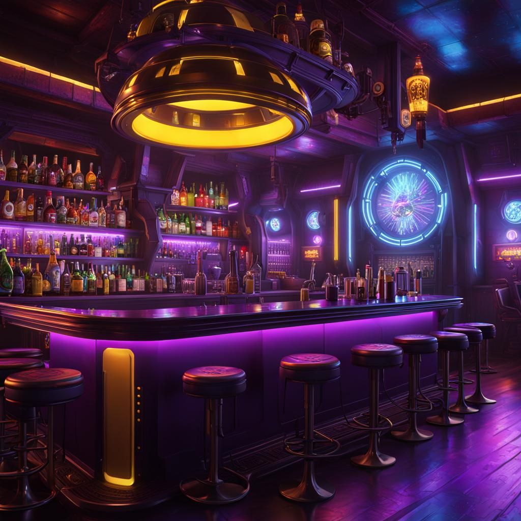 Rick Sanchez in a Futuristic Heavy Metal Pub