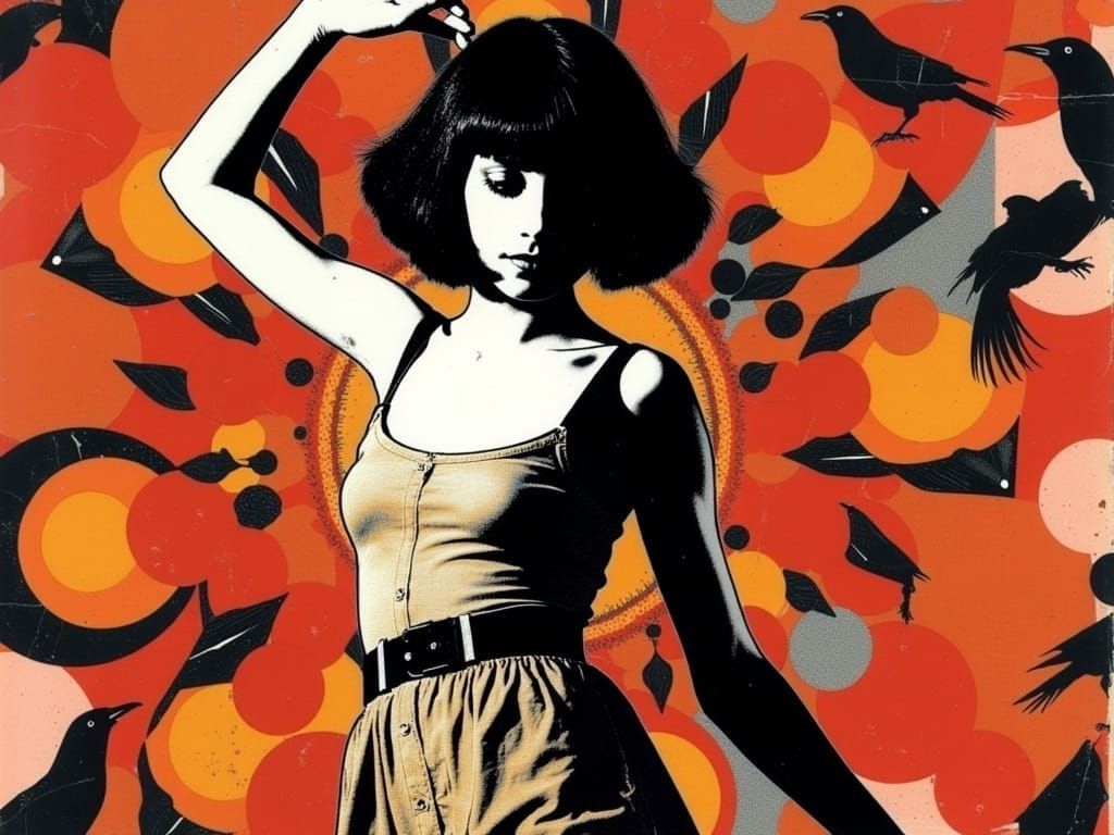 Psychedelic Fashion Model in Groovy Kaleidoscope Background