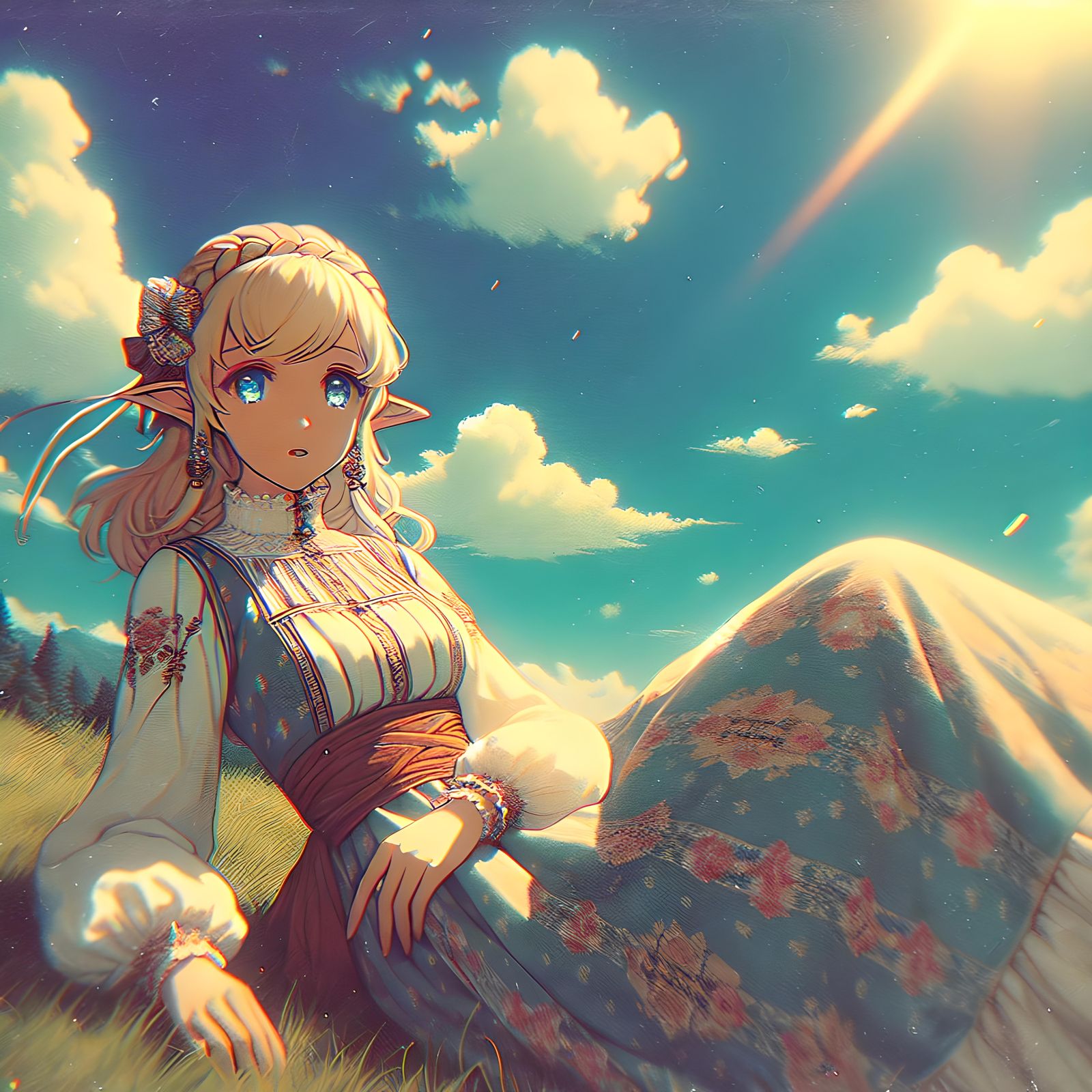 Anime Elf in 80s Style Sundress